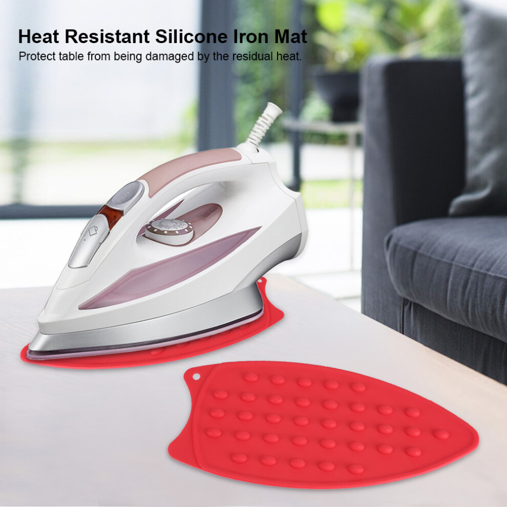 Red Heat Resistant Silicone Iron Mat Portable Anti Slip Safety Rest Pad