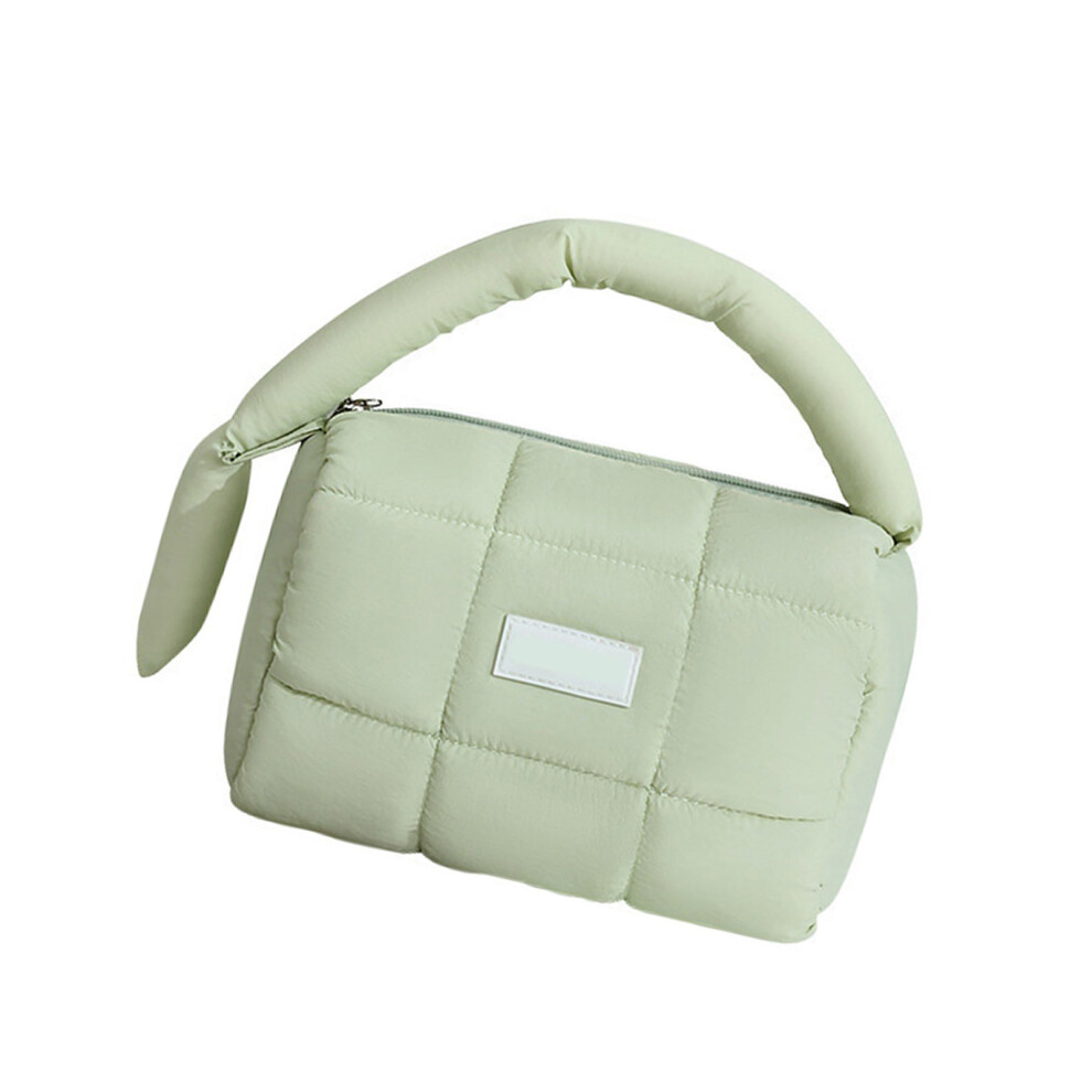Green Portable Toiletry Bag Quilted Cosmetic Organizer For