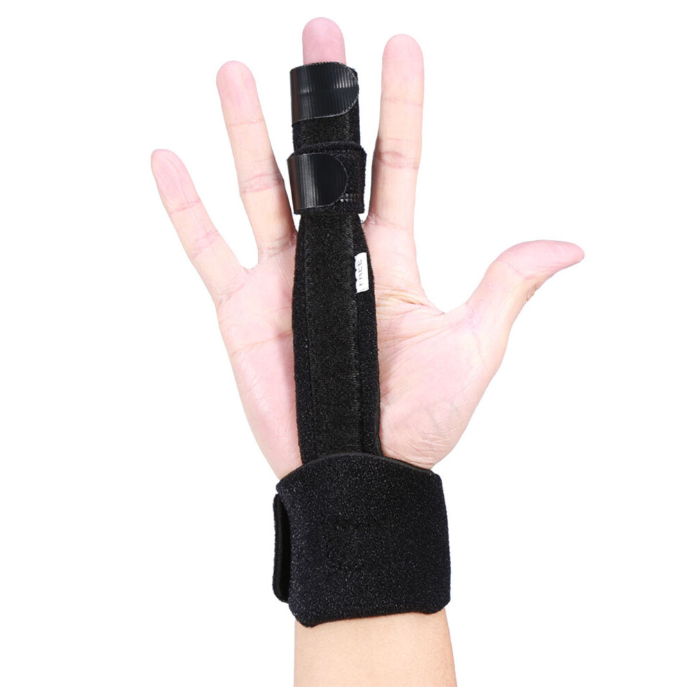 Black Adjustable Aluminium Finger Splint Hand Support Recovery Brace