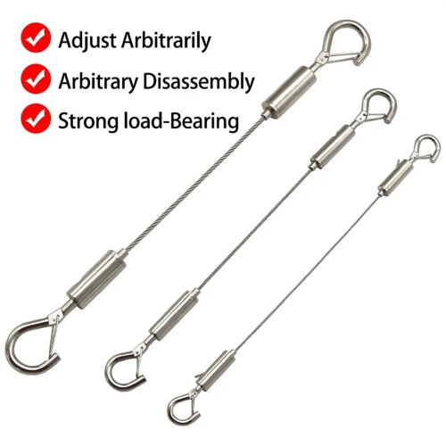 Adjustable Automatic Wire Rope Spring Hook Clothesline System With Stainless Steel Cable Size Color Medium Kit 1