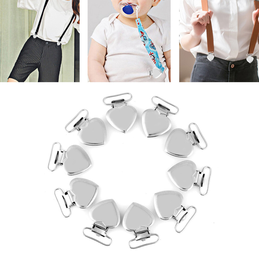Package of 10 Metal Heart Shape Clips for Pacifier Holders DIY & Home Crafts