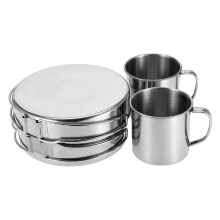 8-teiliges tragbares Kochgeschirr-Set aus Edelstahl für Camping und Picknick, 785 g