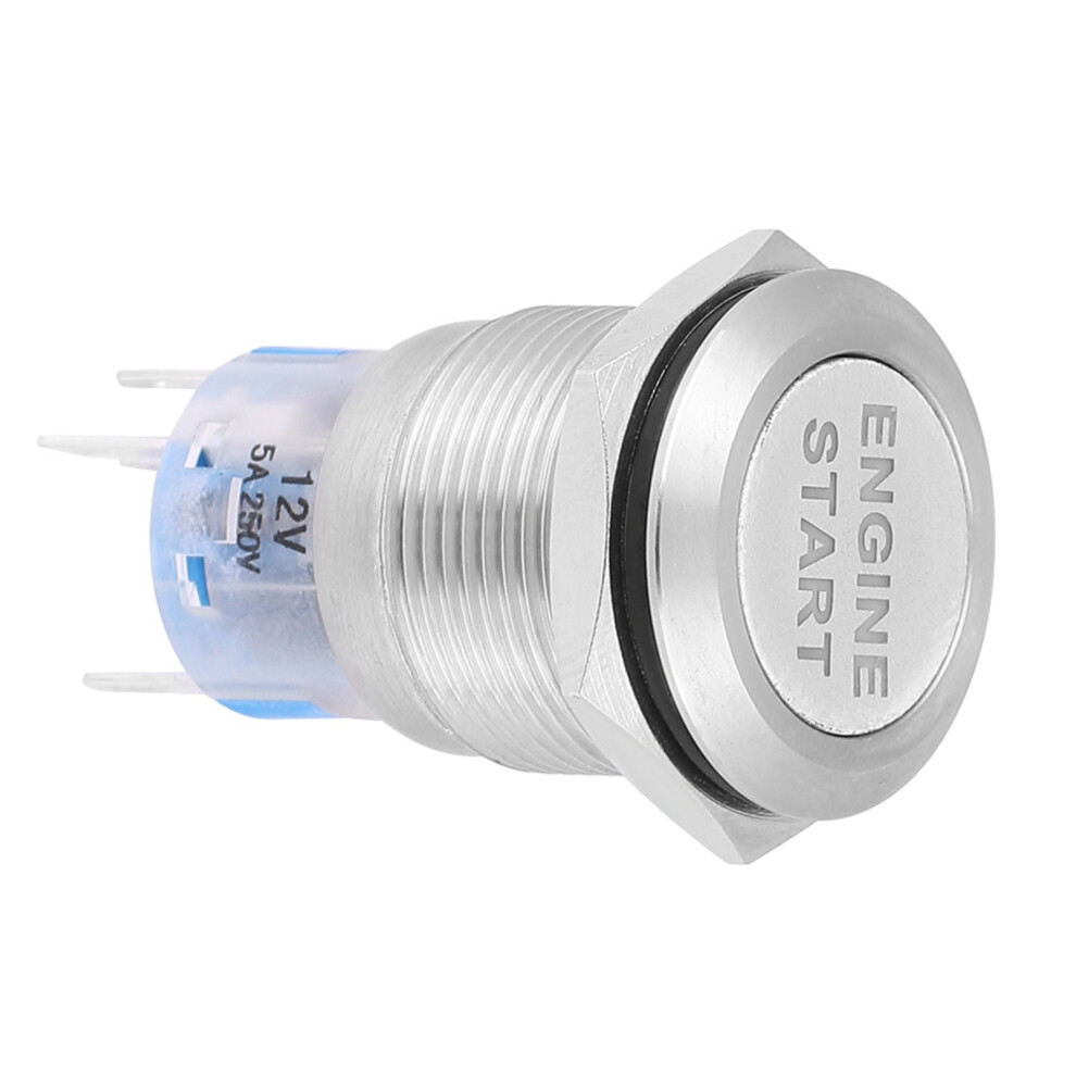 12V Waterproof Car Push Button Switch For Engine Start Steel Silver 8101362900662