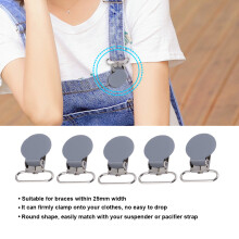 10Pcs 25mm Round Metal Suspender Clips for DIY Pacifier Straps - Gray