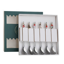 Dekorative Weihnachtslöffel, perfekt für festliche Anlässe, 6-teiliges Set robuster Rührlöffel aus Edelstahl, 15 cm lang, poliert