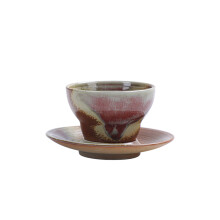 Inspirerende keramisk kaffekop og underkopsæt, håndlavet design med espressobrun glasur, perfekt til en morgenespresso, cappuccino eller te,