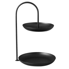 Bandeja dupla para joias, solução de armazenamento vertical para escritório em casa, suporte elegante em metal folheado para uso multifuncional