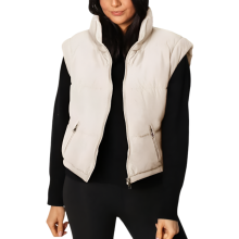 Women's Puffer Jacket with Detachable Sleeves - Warm Winter 2-in-1 Convertible Gilet Padded Body Warmer in White