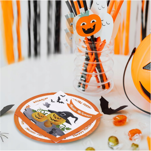 Assiettes et Serviettes Halloween Jetables Lot de 20 Pièces 1