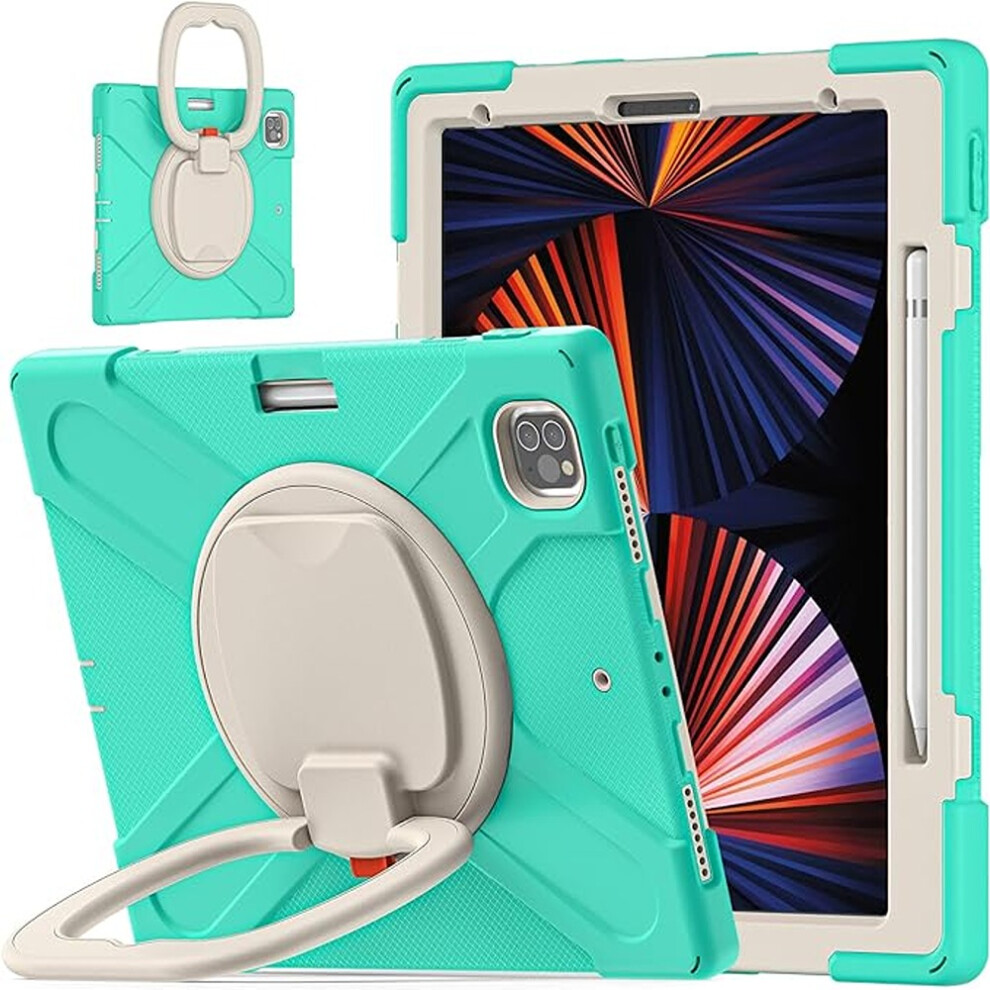 Heavy-Duty Case For Ipad Pro 12.9" - 360 Rotating Stand Kickstand Cover With Hand Strap & Pencil Holder For 4Th/3Rd Gen, Mint 5906792649135