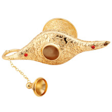 Retro Gold Oil Lamp Tea Pot with Detailed Metal Carvings 80ml