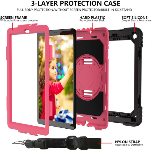 Étui pour iPad 10.2 pouces avec Support Rotatif Rose 2
