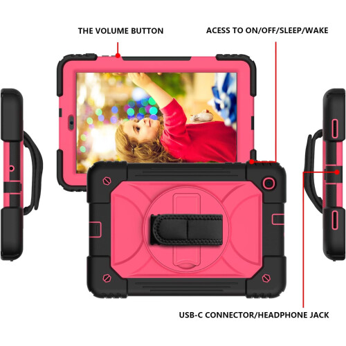 Étui pour iPad 10.2 pouces avec Support Rotatif Rose 1