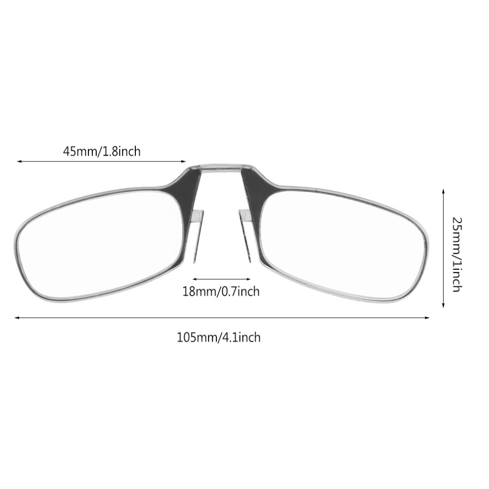 Unisex Ultra Thin Reading Glasses 1.0-3.0 Big Nose Clip Mini Size 2.0