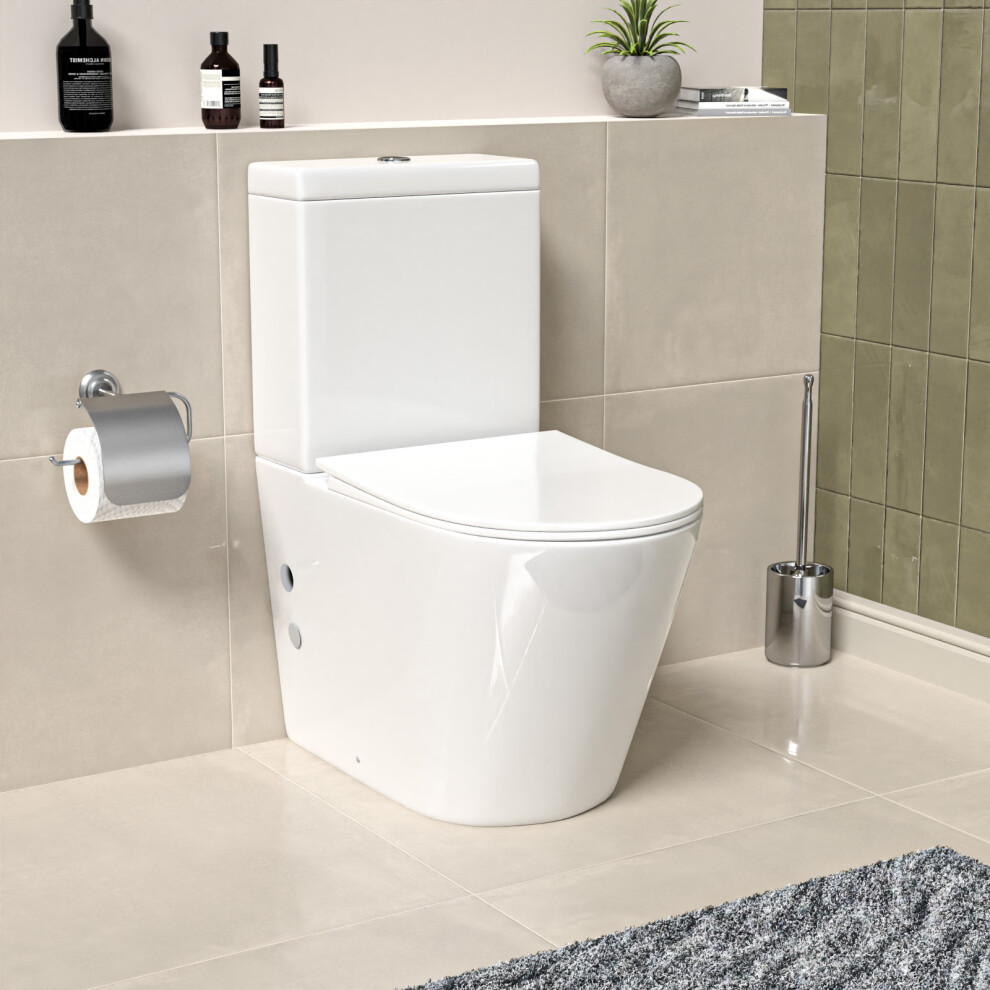 Nes Home Round Rimless Close Coupled Toilet Pan Without Bidet