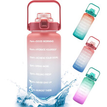 Travel Ready Motivational Water Jug, BPA-Free Tritan Copolyester Plastic Large Water Bottle with Handle for Easy Carrying, Healthy Lifestyle Choice wi