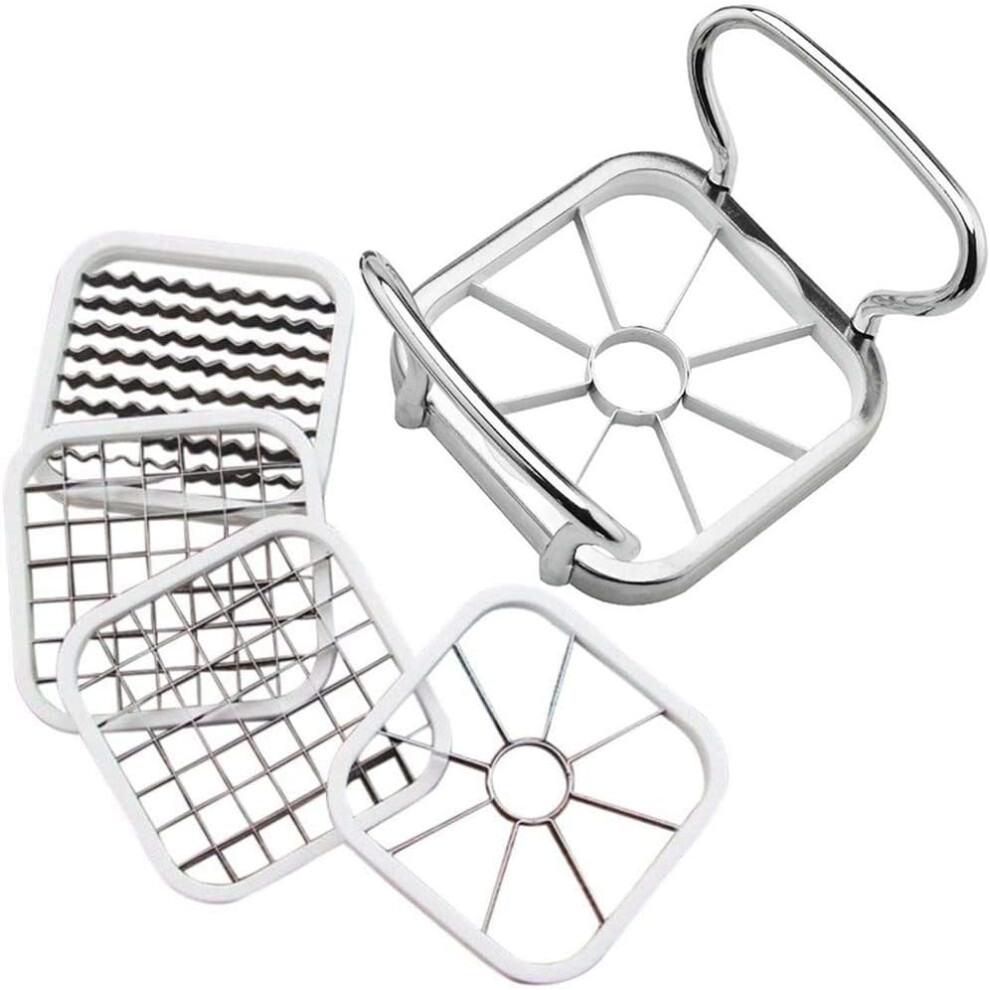 Multipurpose French Fry Tool, Stainless Steel 5 Cutting Methods, Ergonomic Design Effort Saving Quick Cutting Slicer for Restaurant Home Kitchen (Silv-image-OPC-PN5MVCB-NEW