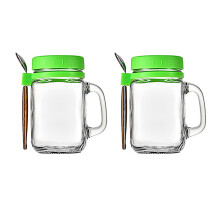 Multipurpose Mason Jars with Handles, Set of 2, Leak-Proof Covers for Travel and Home Use, Reusable Mason Jar Mugs with Wide Mouth, White, Perfect for