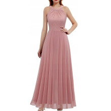 Dressystar Ärmelloses Kleid aus Spitze und Chiffon XL Rosa — abendkleid damen, cocktailkleid festlich, sommerkleid lang