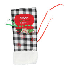 Lätt att bära med sig, återanvändbar flaskpåse, festlig julstil, vinskydd med fint hantverk och transparent lock, ostbehållare inspirerad design