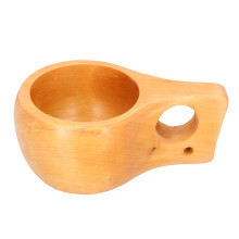 Tasse en bois naturel de style nordique, faite à la main, idéale pour le thé, le lait ou le vin. Tasse portable avec cordon en cuir, parfaite pour