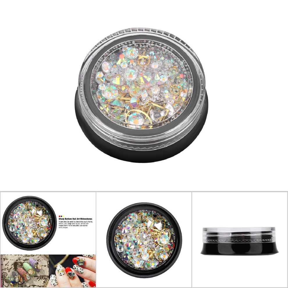 Gold Colorful Sharp Bottom Nail Art Rhinestones Glitter Decor 7X4.5cm