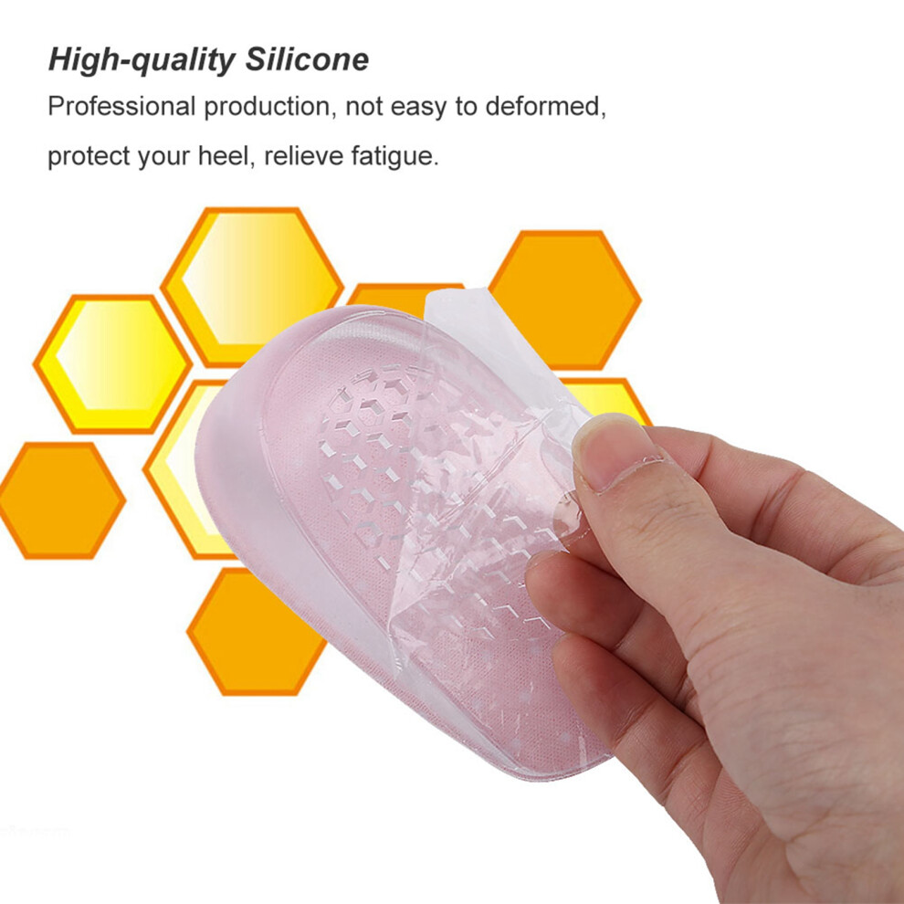 Pink Height Increasing Silicone Gel Insoles 2.5Cm Heel Pads For Comfort