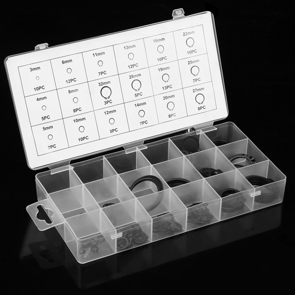 Versatile 150Pcs Snap Circlip Set 3Mm-32Mm Resealable Box Included 8061362911962