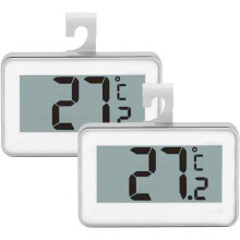 Gemakkelijk afleesbaar scherm, groot lcd-display, digitale vriezerthermometer met vorstalarm voor directe waarschuwingen, wit (2 stuks)