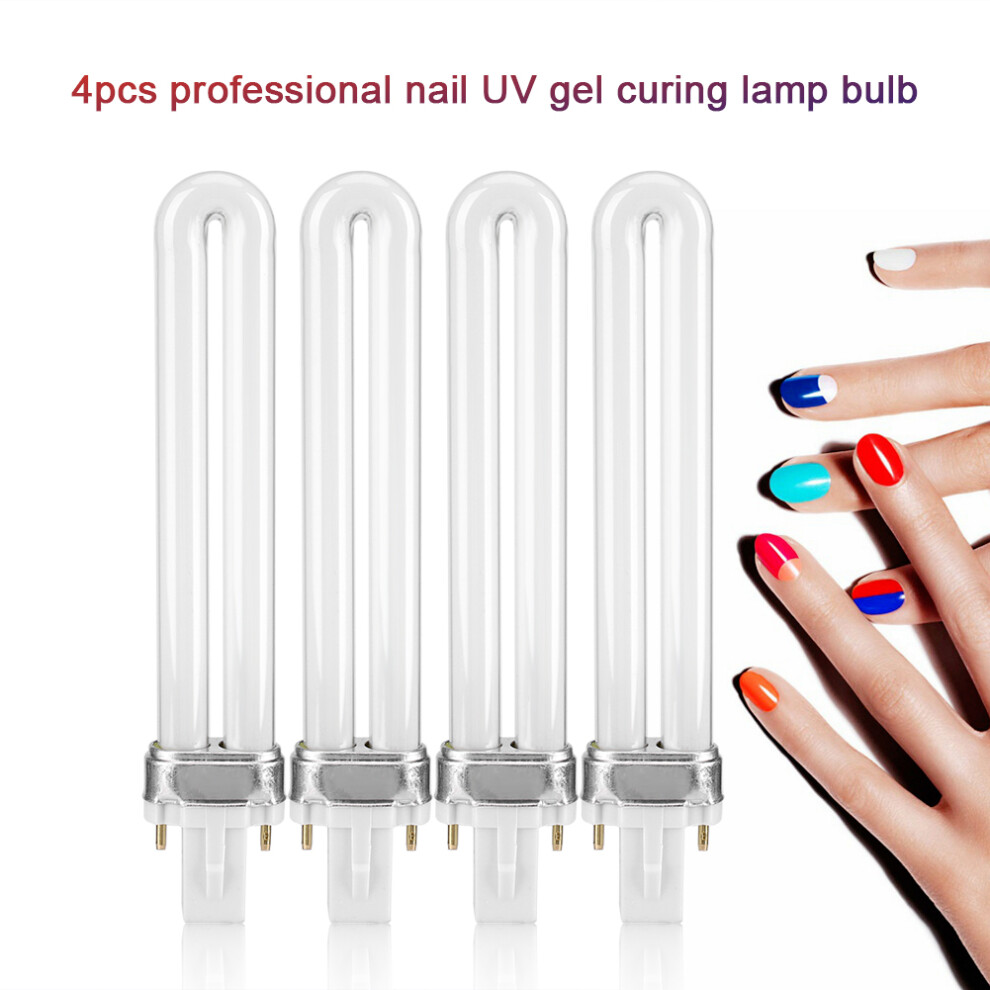 Light Uv Nail Dryer Lamp Bulb 4Pcs/Set 9W Gel Curing Tube For Manicure