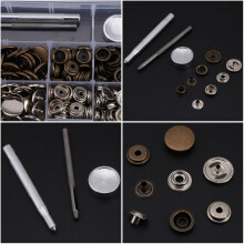 50 Sets Druckknöpfe mit Ansetzwerkzeug für Leder 17mm