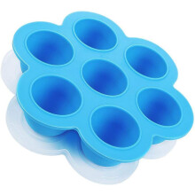 Blaue Silikon-Eier-Muffin-Form, hergestellt in den USA, wiederverwendbarer Aufbewahrungsbehälter mit auslaufsicherem Deckel, geeignet für Instant