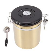 Barattolo per caffè in acciaio inox con chiusura di sicurezza, contenitore multifunzionale da cucina, ermetico per caffè macinato, resistente.