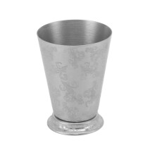Earraí gloine cócteil, cupáin Mint Julep cruach dhosmálta le marcanna scála soiléire, deartha go traidisiúnta le haghaidh deochanna seanré,