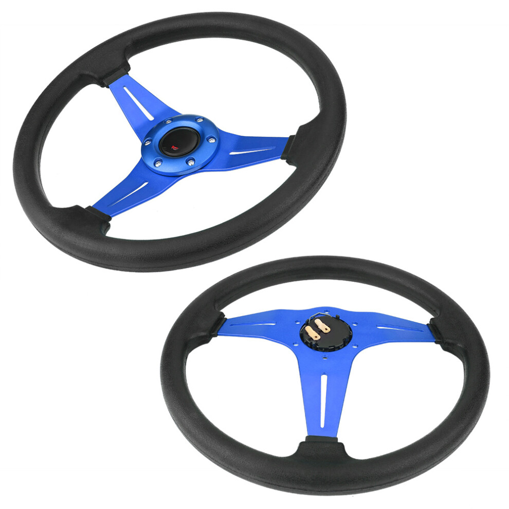 Universal 350Mm 14In Aluminum Pu Racing Steering Wheel With Horn Â Blue 4941362908626