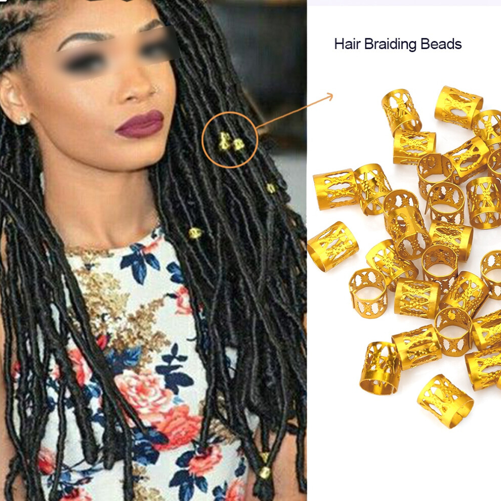 Unisex Gold Adjustable Metal Hair Bead Rings 50Pcs For Braids & Hair Accessories