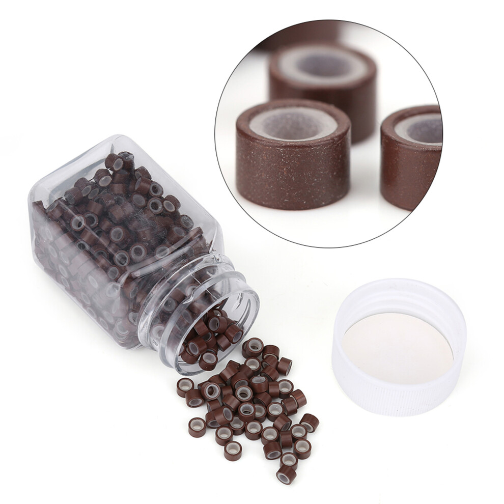 Unisex Brown Hair Extension Beads Aluminium Silicone Microrings For Braiding 50Pcs Set