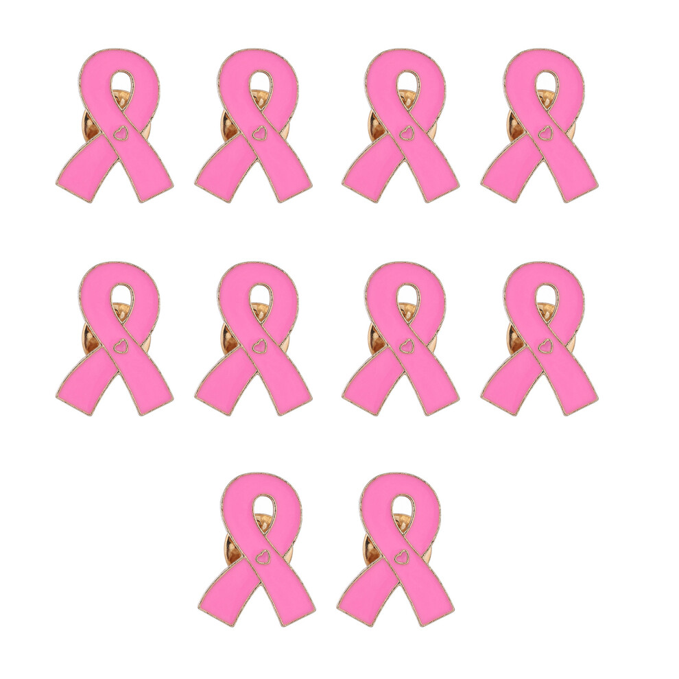 Pink 10Pcs Cancer Awareness Brooch Awareness Lapel Pin Ribbon