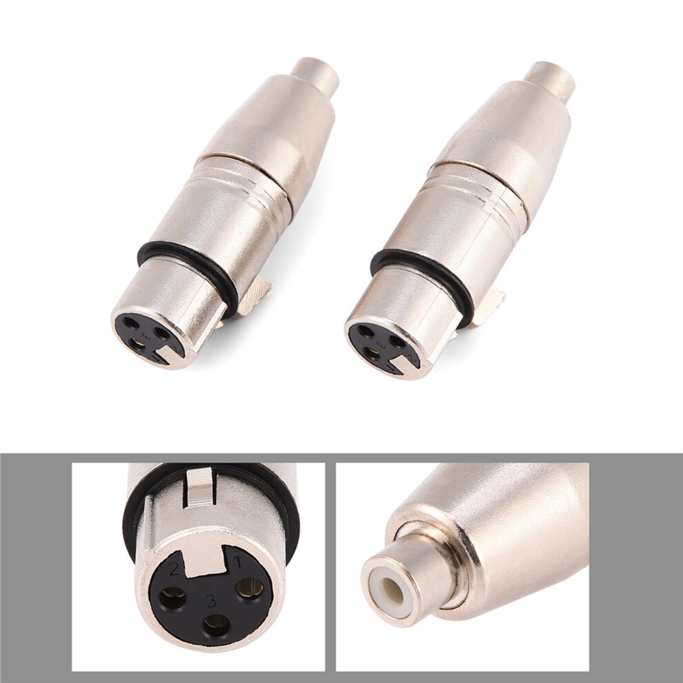 2Pcs Xlr 3-Pin Female To Rca Female Mic Audio Connector Adapter Durable Design 9311362915330