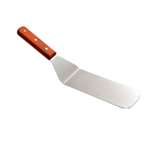 Espátula com cabo de madeira, espátula de aço inoxidável para grelha e frigideira, utensílio de cozinha profissional ideal para churrascos ao ar