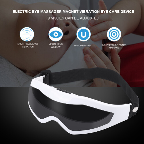 USB Eye Massager with Magnet Vibration, Adjustable, 9 Modes, White