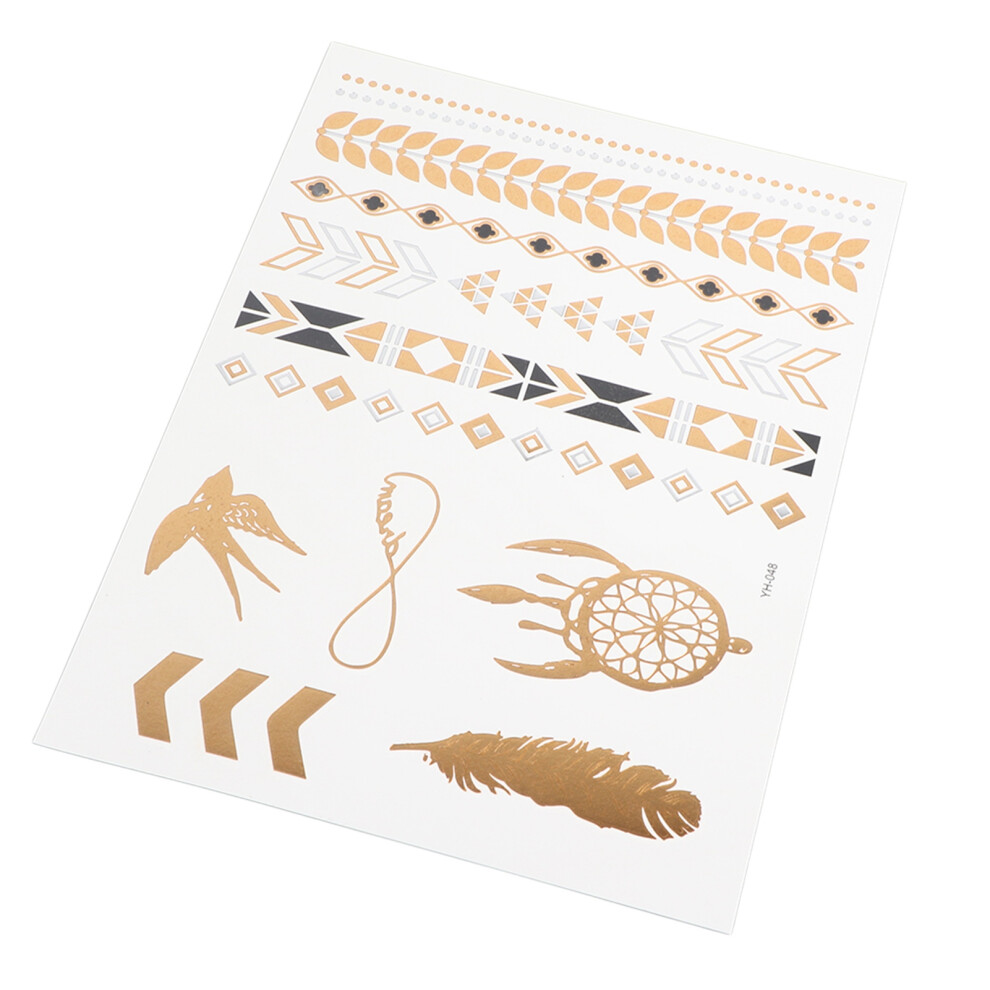 Golden/Silver Mixed Metallic 5Pcs Temporary Arm Tattoo Stickers In Colors