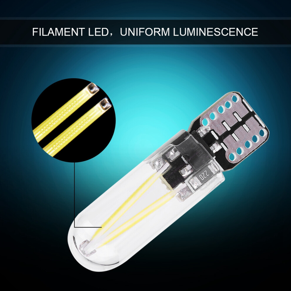 10Pcs 12V W5w T10 194 Cob Led Bulbs, 3.4Cm, 30000Hrs White 5051362918606