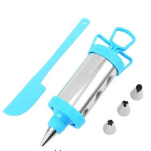 Pastry Syringe Set Stainless Steel Cookie Decorating Kit With Biscuit Press And Extruder Nozzles Blue