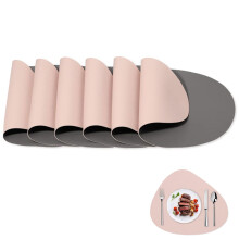 4er-Set Tischsets für den Esstisch, hochwertige, dicke Kunstleder-Platzsets, wendbar, zweifarbig, leicht zu reinigen, wasserfest und abwischbar.