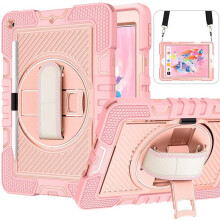 Etui do iPad 9/8/7 10.2" z Podstawką i Paskiem na Ramię Różowe
