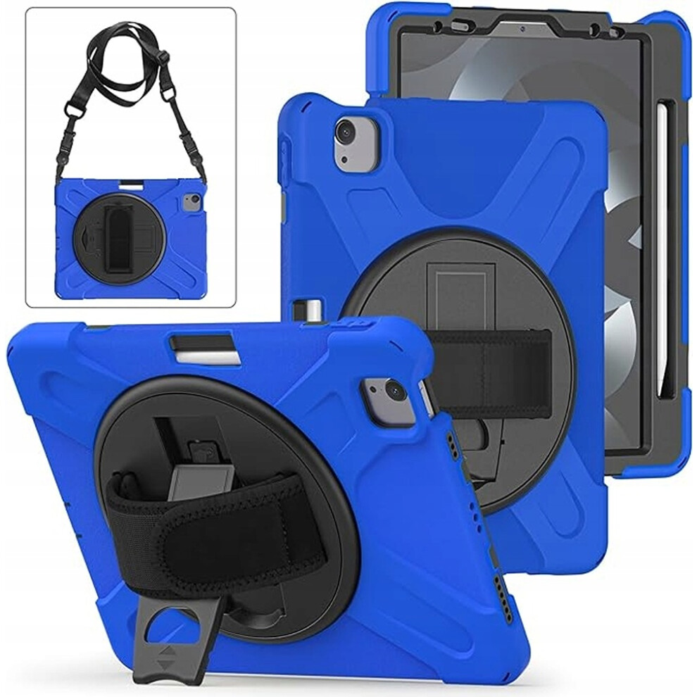 Ipad Pro 12.9-Inch Rugged Case - Shockproof Cover With 360 Rotating Kickstand, Hand Strap, Pencil Holder & Shoulder Strap For 5Th/4Th Gen Blue 5906792656737