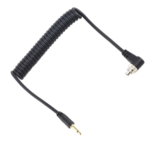 Enhanced 2.5mm Male Coiled Flash Sync Cable with Screw Lock for Triggers 2