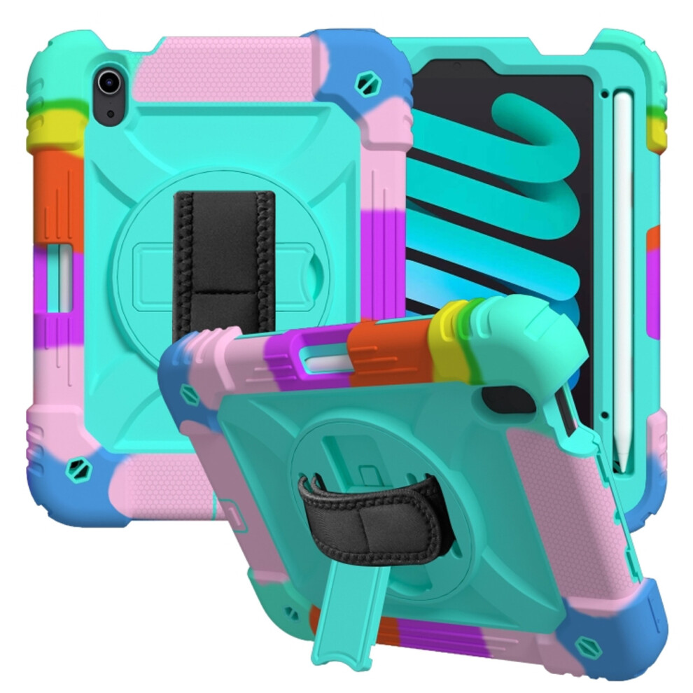 Heavy Duty Case For Ipad Mini 6 - Shockproof Cover With 360 Kickstand, Hand Strap, Shoulder Strap And Pencil Holder 5906792656713