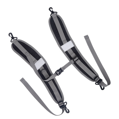 High Capacity Black+Gray Nylon Backpack Straps with Buckles 20kg Load